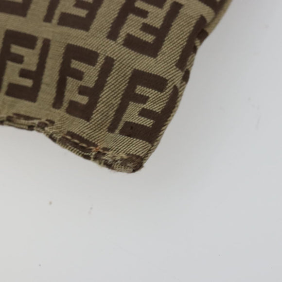 FENDI Zucchino Canvas Pouch Brown Silver Auth mr2431