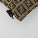 FENDI Zucchino Canvas Pouch Brown Silver Auth mr2431-9