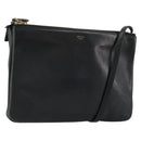 CELINE Trio Shoulder Bag Leather Black Gold Auth mr2435-1