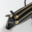 CELINE Trio Shoulder Bag Leather Black Gold Auth mr2435-15