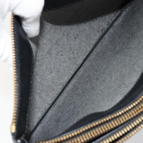 CELINE Trio Shoulder Bag Leather Black Gold Auth mr2435