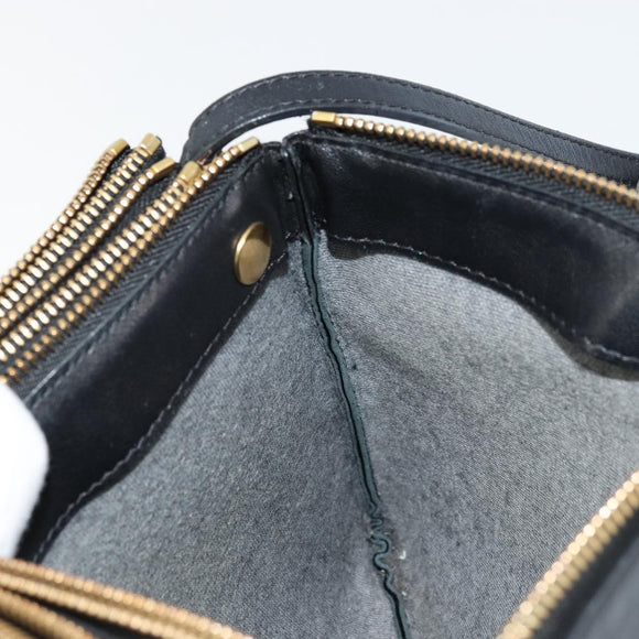 CELINE Trio Shoulder Bag Leather Black Gold Auth mr2435