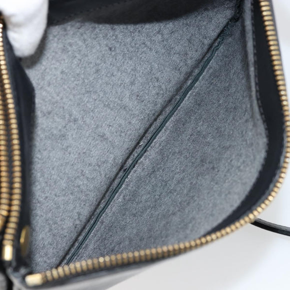 CELINE Trio Shoulder Bag Leather Black Gold Auth mr2435
