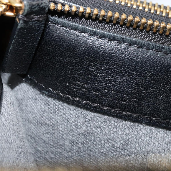 CELINE Trio Shoulder Bag Leather Black Gold Auth mr2435