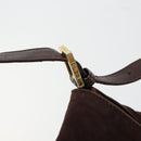 FENDI Mamma Baguette Shoulder Bag Suede Brown Gold Auth mr2436A-18