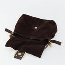 FENDI Mamma Baguette Shoulder Bag Suede Brown Gold Auth mr2436A-20