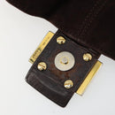 FENDI Mamma Baguette Shoulder Bag Suede Brown Gold Auth mr2436A-10