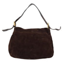 FENDI Mamma Baguette Shoulder Bag Suede Brown Gold Auth mr2436A-2