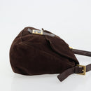 FENDI Mamma Baguette Shoulder Bag Suede Brown Gold Auth mr2436A-3