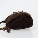 FENDI Mamma Baguette Shoulder Bag Suede Brown Gold Auth mr2436A-4