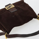 FENDI Mamma Baguette Shoulder Bag Suede Brown Gold Auth mr2436A-6