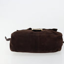 FENDI Mamma Baguette Shoulder Bag Suede Brown Gold Auth mr2436A-5