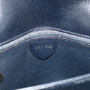 CELINE Hand Bag Leather Navy Gold Auth mr2438-18