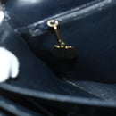 CELINE Hand Bag Leather Navy Gold Auth mr2438-20