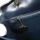CELINE Hand Bag Leather Navy Gold Auth mr2438-21