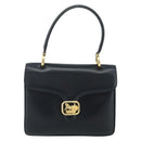 CELINE Hand Bag Leather Navy Gold Auth mr2438-13