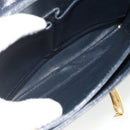 CELINE Hand Bag Leather Navy Gold Auth mr2438-22