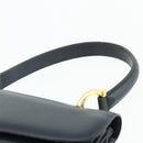 CELINE Hand Bag Leather Navy Gold Auth mr2438-8