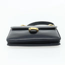 CELINE Hand Bag Leather Navy Gold Auth mr2438-5
