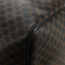 CELINE Macadam Canvas Boston Bag PVC Leather Black Gold Auth mr2439-15