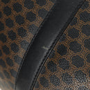 CELINE Macadam Canvas Boston Bag PVC Leather Black Gold Auth mr2439-9
