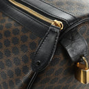 CELINE Macadam Canvas Boston Bag PVC Leather Black Gold Auth mr2439-10