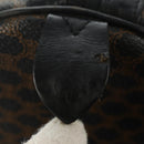 CELINE Macadam Canvas Boston Bag PVC Leather Black Gold Auth mr2439-21