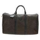 CELINE Macadam Canvas Boston Bag PVC Leather Black Gold Auth mr2439-13