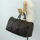 CELINE Macadam Canvas Boston Bag PVC Leather Black Gold Auth mr2439-24