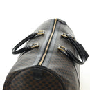 CELINE Macadam Canvas Boston Bag PVC Leather Black Gold Auth mr2439-6