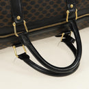 CELINE Macadam Canvas Boston Bag PVC Leather Black Gold Auth mr2439-7