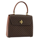 CELINE Macadam Canvas Hand Bag PVC Leather Gold Brown Auth mr2441-1