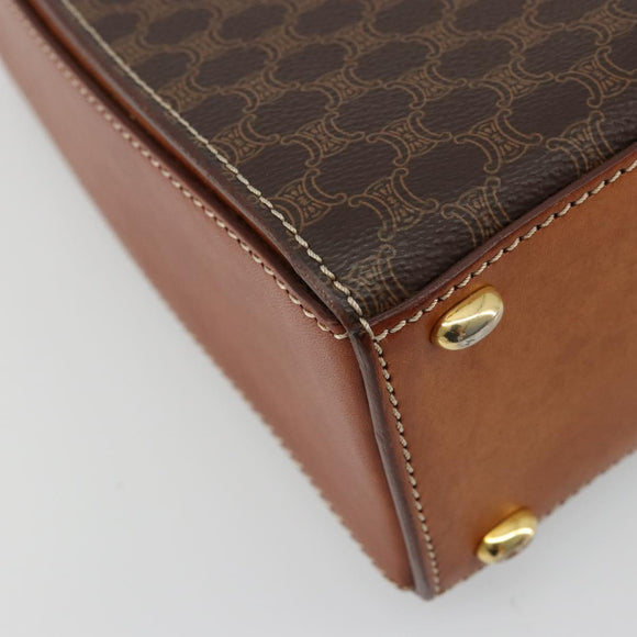 CELINE Macadam Canvas Hand Bag PVC Leather Gold Brown Auth mr2441