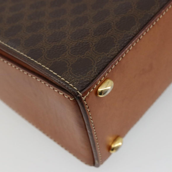 CELINE Macadam Canvas Hand Bag PVC Leather Gold Brown Auth mr2441