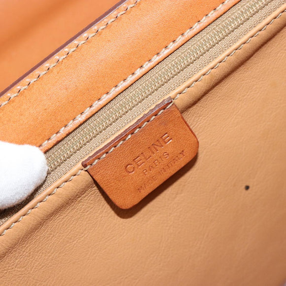 CELINE Macadam Canvas Hand Bag PVC Leather Gold Brown Auth mr2441