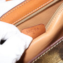 CELINE Macadam Canvas Hand Bag PVC Leather Gold Brown Auth mr2441-22