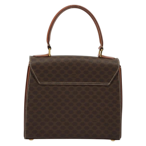 CELINE Macadam Canvas Hand Bag PVC Leather Gold Brown Auth mr2441