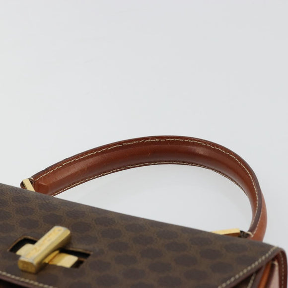CELINE Macadam Canvas Hand Bag PVC Leather Gold Brown Auth mr2441