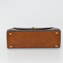 CELINE Macadam Canvas Hand Bag PVC Leather Gold Brown Auth mr2441-9
