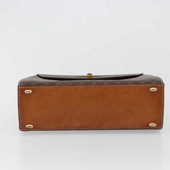 CELINE Macadam Canvas Hand Bag PVC Leather Gold Brown Auth mr2441
