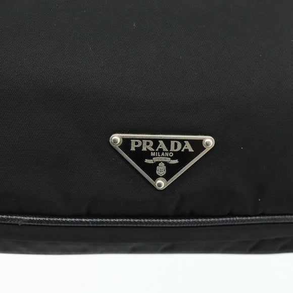 PRADA Umhängetasche Nylon Leder Schwarz Silber Auth mr2443A