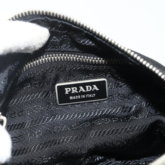 PRADA Umhängetasche Nylon Leder Schwarz Silber Auth mr2443A