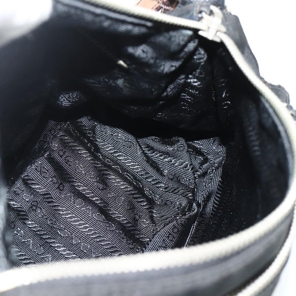 PRADA Umhängetasche Nylon Leder Schwarz Silber Auth mr2443A