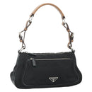 PRADA Umhängetasche Nylon Leder Schwarz Silber Auth mr2443A-1