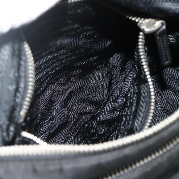 PRADA Umhängetasche Nylon Leder Schwarz Silber Auth mr2443A