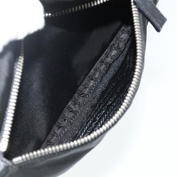 PRADA Umhängetasche Nylon Leder Schwarz Silber Auth mr2443A