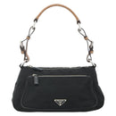 PRADA Umhängetasche Nylon Leder Schwarz Silber Auth mr2443A-13