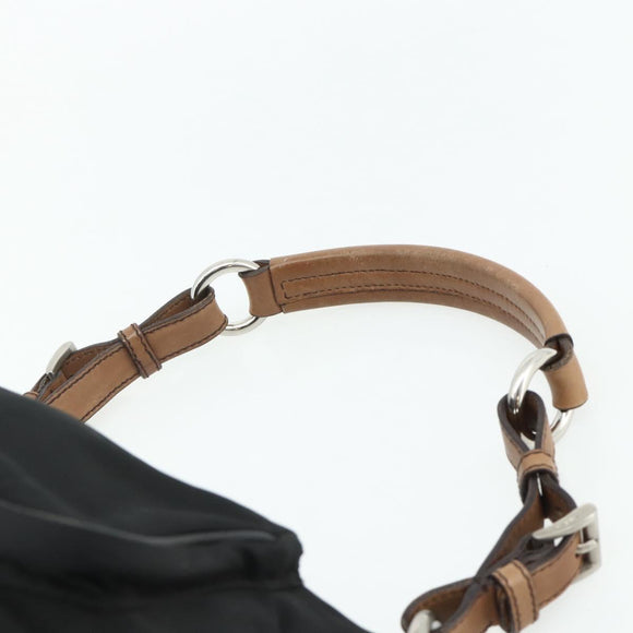 PRADA Umhängetasche Nylon Leder Schwarz Silber Auth mr2443A