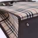 BURBERRY Nova Check Hand Bag Nylon Canvas Beige Auth mr245-16