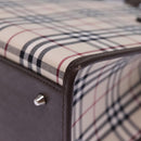 BURBERRY Nova Check Hand Bag Nylon Canvas Beige Auth mr245-9